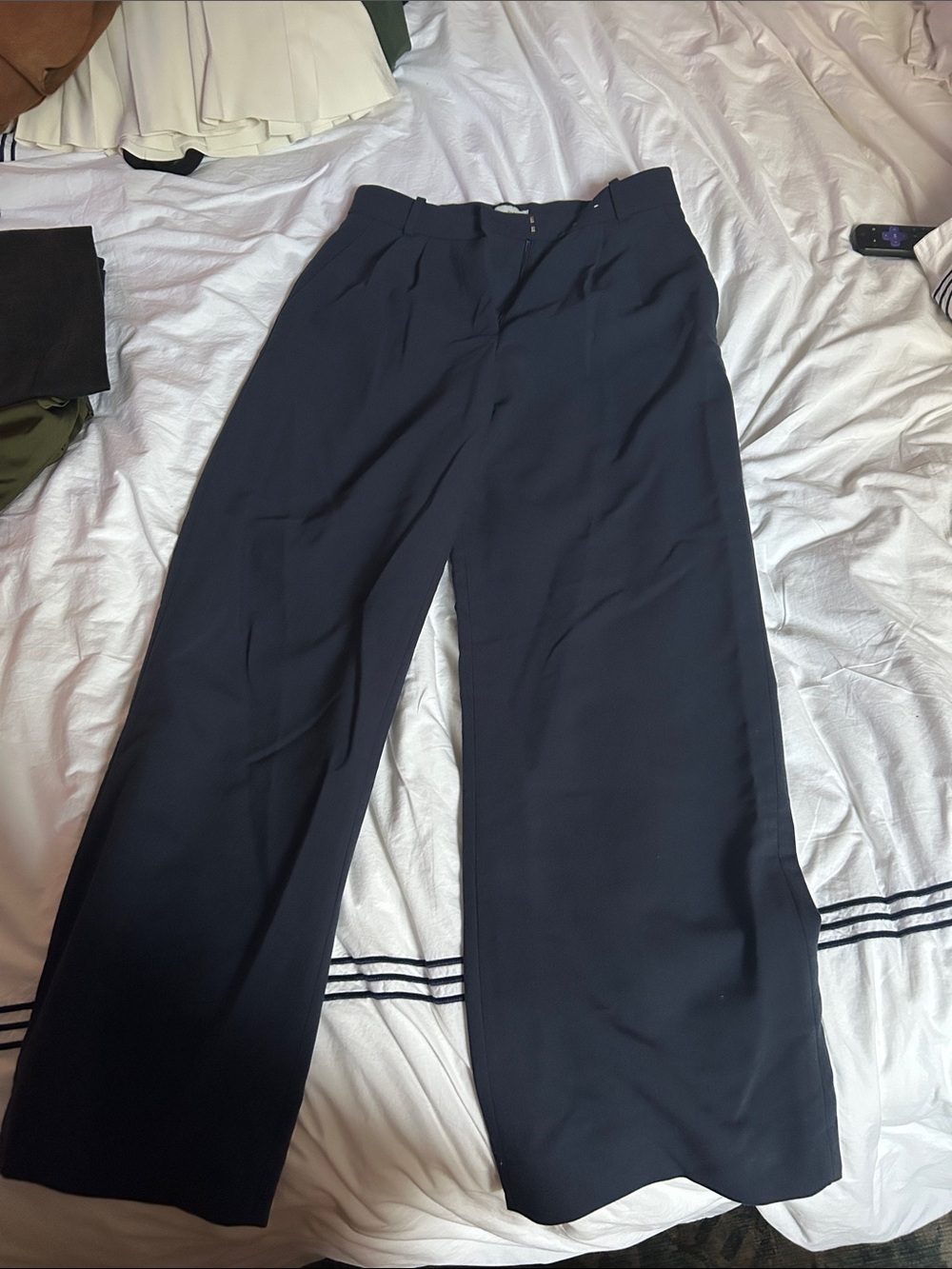 Navy Abercrombie Sloan Wide-Leg Dress Pants